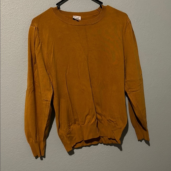 Cielo Yellow Crew Neck Sweater with Ribbed Cuffs - Picture 3 of 3